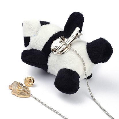Эмалированная булавка с пандой из мультфильма, брошь панда из нетканого материала с цепочкой безопасности