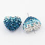 Polymer Clay Rhinestone Beads, Grade A, Heart, 13x15x11mm, Hole: 1mm
