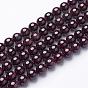 Perles en pierres gemme, rouge grenat, Grade b, ronde, rouge foncé, 9mm, Trou: 0.8mm, environ 46 pcs / brin, 16 pouce