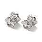 Brass Micro Pave Cubic Zirconia Spacer Beads, Flower