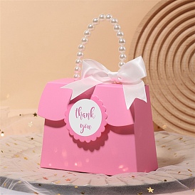 Sacs cadeaux rectangulaires en papier avec anse en imitation perle et trou, sac à bonbons pour anniversaire, mariage
