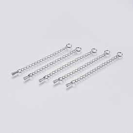 304 Stainless Steel Chain Extender, with Teardrop Chain Tab