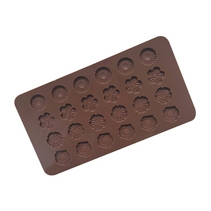 24-Cavity Silicone 4 Styles Flower Wax Melt Molds, For DIY Wax Seal Beads Craft Making, Rectangle