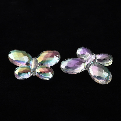 Abalorios de acrílico transparentes, color de ab, facetados, mariposa