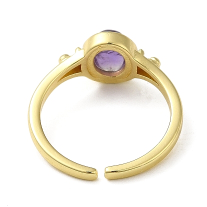 Овальные открытые кольца-манжеты из натуральных смешанных драгоценных камней, латунное кольцо на палец, без кадмия и без свинца