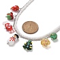 Perles de rocaille de verre et 304 collier double couche de chaîne câble en acier inoxydable, cadeau et arbre et bonhomme de neige pendentifs au chalumeau collier de noël pour les femmes