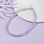 Natural Stone Chip Beaded Necklace, Gemstone Jewelry for Women, Platinum