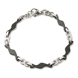Two Tone 304 Stainless Steel Wave & Infinity Link Chain Bracelet