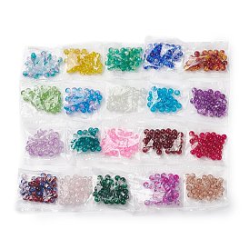 25 pcs perles de verre craquelées transparentes, ronde