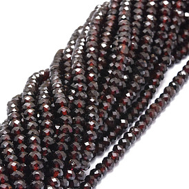 Natural Garnet Beads Strands, Faceted, Rondelle