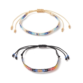 Handmade Japanese Seed Evil Eye Braided Bead Bracelets, Adjustable Bracelet for Women