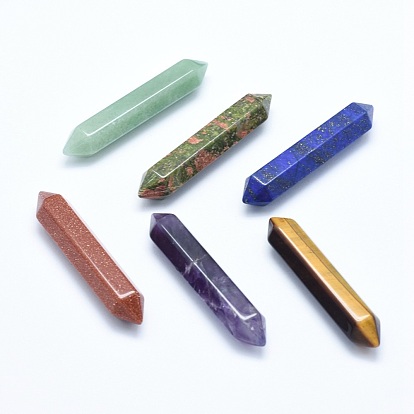 Natural & Synthetic Mixed Stone No Hole Beads, Healing Stones, Reiki Energy Balancing Meditation Therapy Wand, Faceted, Double Terminated Point