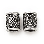 Viking Rune 304 Stainless Steel Beads, Large Hole Beads, Column with Triple Horn