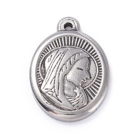 304 Stainless Steel Pendants,  Oval with Woman
