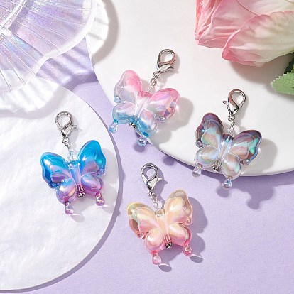 4 decoraciones colgantes de mariposa acrílica, con aleación de zinc hebillas de pinza de langosta
