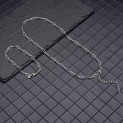 Brass Paperclip Chains Necklaces & Bracelets Sets, with Brass Lobster Claw Clasps and Iron Chain Extender