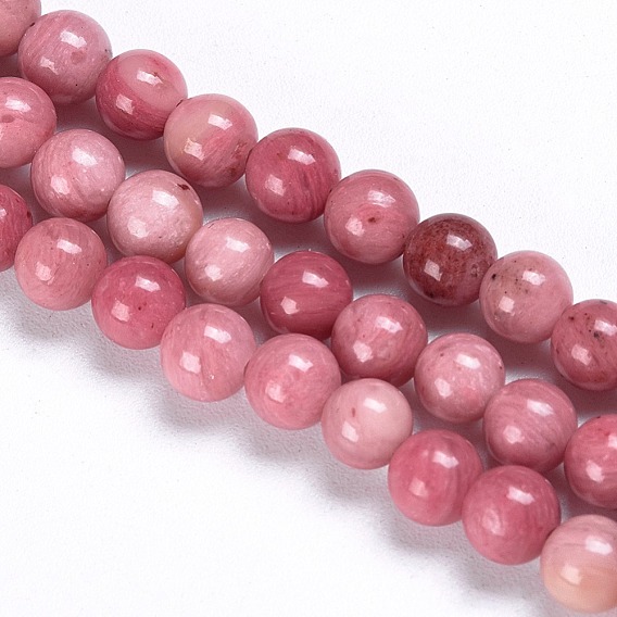 Rhodonite naturelles brins de perles, Grade a, ronde