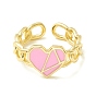 Enamel Heart Promise Open Ring, Real 18K Gold Plated Brass Cuff Ring for Women, Cadmium Free & Lead Free