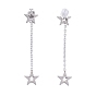 304 Stainless Steel Chain Tassel Earrings, with Ear Nuts, Star