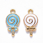 Alloy Pendant Rhinestone Settings, with Enamel, Lollipop, Light Gold