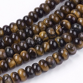 Pierre gemme naturelle pierre d'oeil de tigre rondelle perles, 8x5mm, Trou: 1mm, Environ 60~65 pcs/chapelet, 15.7 pouce
