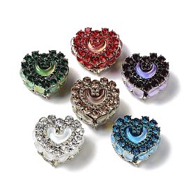 Polymer Clay Rhinestone Beads, with Alloy Finding, Heart