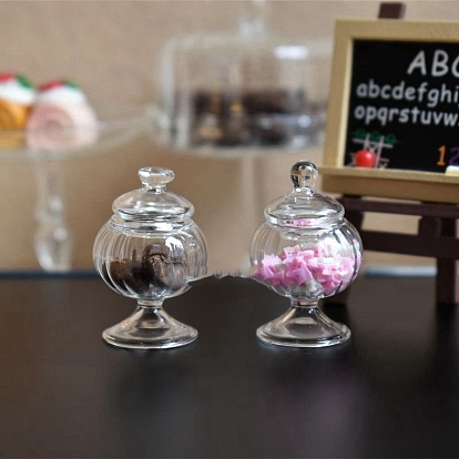 Petite bouteille en verre, avec couvercle, pour les accessoires de maison de poupée faisant semblant de décorations d'accessoires