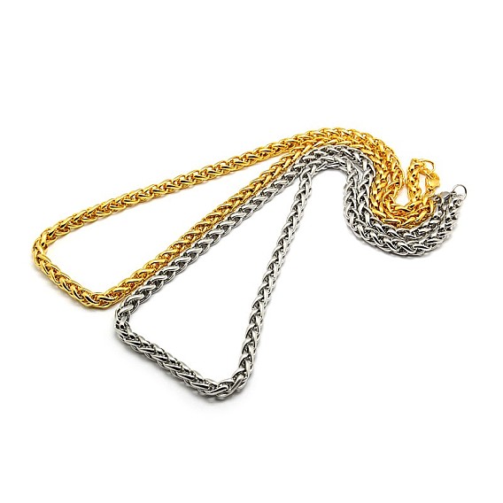 Fashionable 304 Stainless Steel Wheat Chain Necklaces for Men, with Lobster Claw Clasps, 23.62 inch(600mm)x6mm