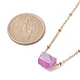 Dyed Natural Quartz Polygon Pendant Necklaces, with Golden 304 Stainless Steel Satellite Chains