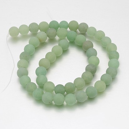 Frosted Round Natural Green Aventurine Beads Strands, 8mm, Hole: 1mm, about 50pcs/strand, 15 inch