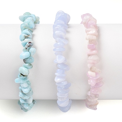 Chips de pierres précieuses naturelles perles ensembles de bracelets extensibles, bracelets empilables
