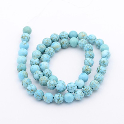 Mixed Size Synthetic Turquoise Round Bead Strands, 4~10mm, Hole: 1~1.5mmabout 40~90pcs/strand, 16 inch