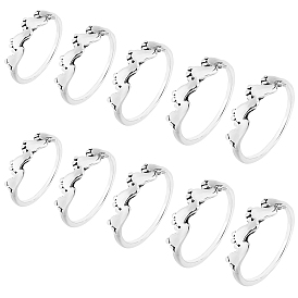 Pandahall elite 10 piezas 5 anillos de dedo de aleación de huella de tamaño para mujeres