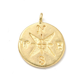 Brass Charms, Flat Round with Compass