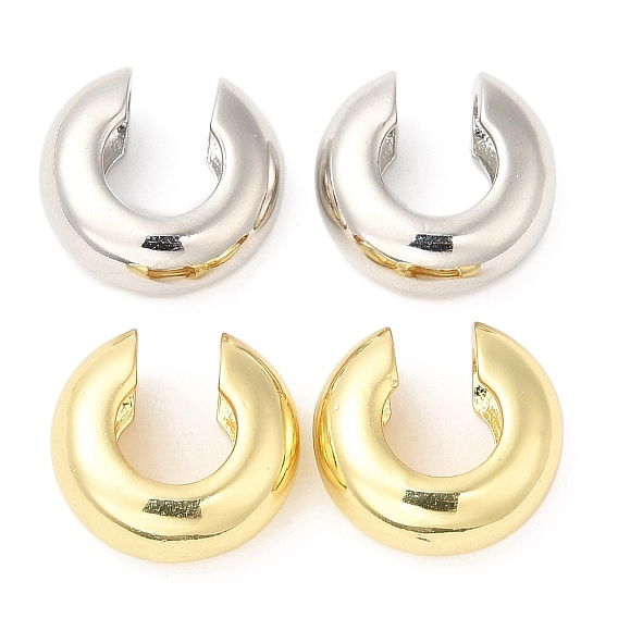 Rack Plating Brass Cuff Earrings, for Women, Lead Free & Cadmium Free, Long-Lasting Plated, Ring