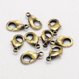 Brushed Antique Bronze Eco-Friendly Brass Lobster Claw Clasps, Cadmium Free & Nickel Free & Lead Free