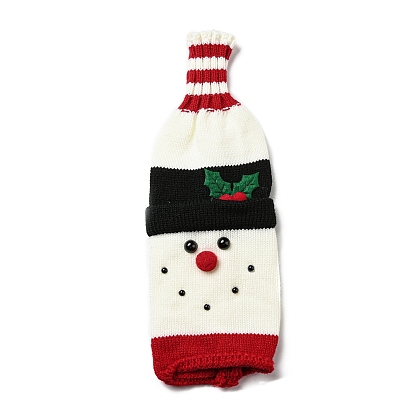 Funda navideña para botella de vino de fibra acrílica., para envasado de regalo de vino decorar, muñeco de nieve/papá noel/alce