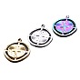 Stainless Steel Pendants, Flat Round with Cross