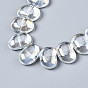 Perles en verre electroplate, couleur ab , ovale