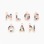 Brass Micro Pave Cubic Zirconia Charms, Letter