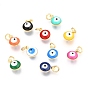 Brass Enamel Charms, Real 18K Gold Plated, Long-Lasting Plated, with Jump Ring, Evil Eye