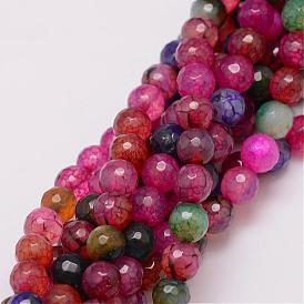 Natural Agate Bead Strands, Dyed, Faceted, Round