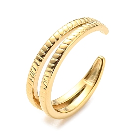 304 anillo de puño abierto texturizado de acero inoxidable para mujer