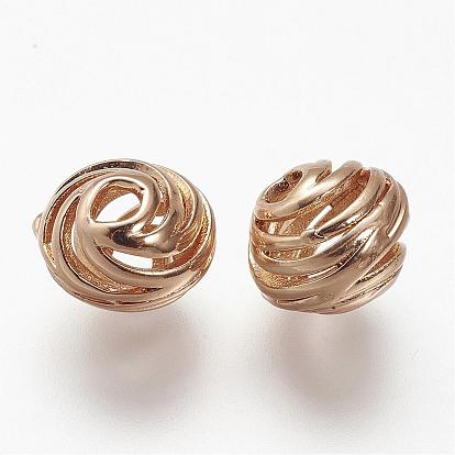 Brass Beads, Long-Lasting Plated, Hollow, Round