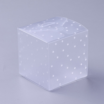 Emballage en plastique transparent de cadeau de boîte de PVC, boîte pliante étanche, carrée, motif de points de polka