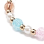 Colorful Alloy Enamel Cute Charms Bracelet, Plastic Pearl & Acrylic & Synthetic Hematite Round Beaded Bracelet for Women