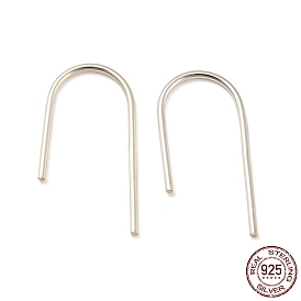 925 Sterling Silver Earring Hooks, Ear Wire No Loop, with S925 Stamp