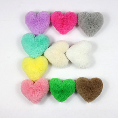 Imitation Fur Pom Pom Balls, for DIY Keychain Bag Making Accessories, Heart
