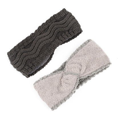 Polyacrylonitrile Fiber Yarn Warmer Headbands with Velvet, Soft Stretch Thick Cable Knit Head Wrap for Women