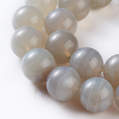 Perles naturelles en agate grise , ronde